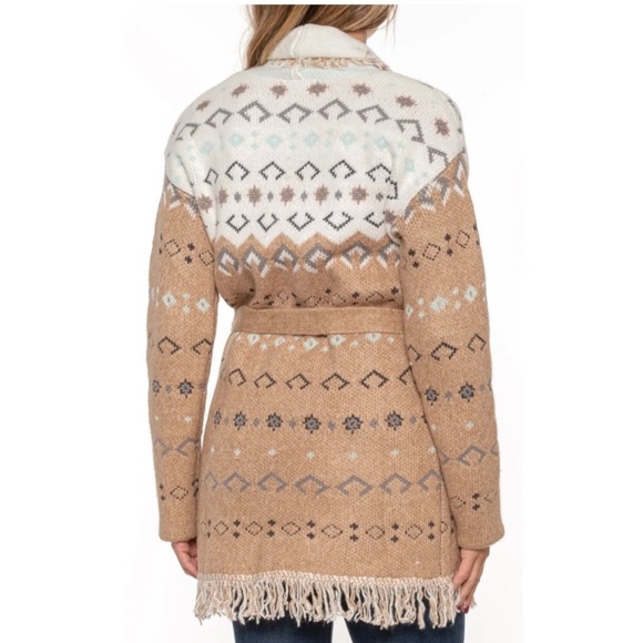 NWT LUCKY BRAND  Southwest Print Open Front Tie Cardigan Sweater Womens S - Picture 4 of 14